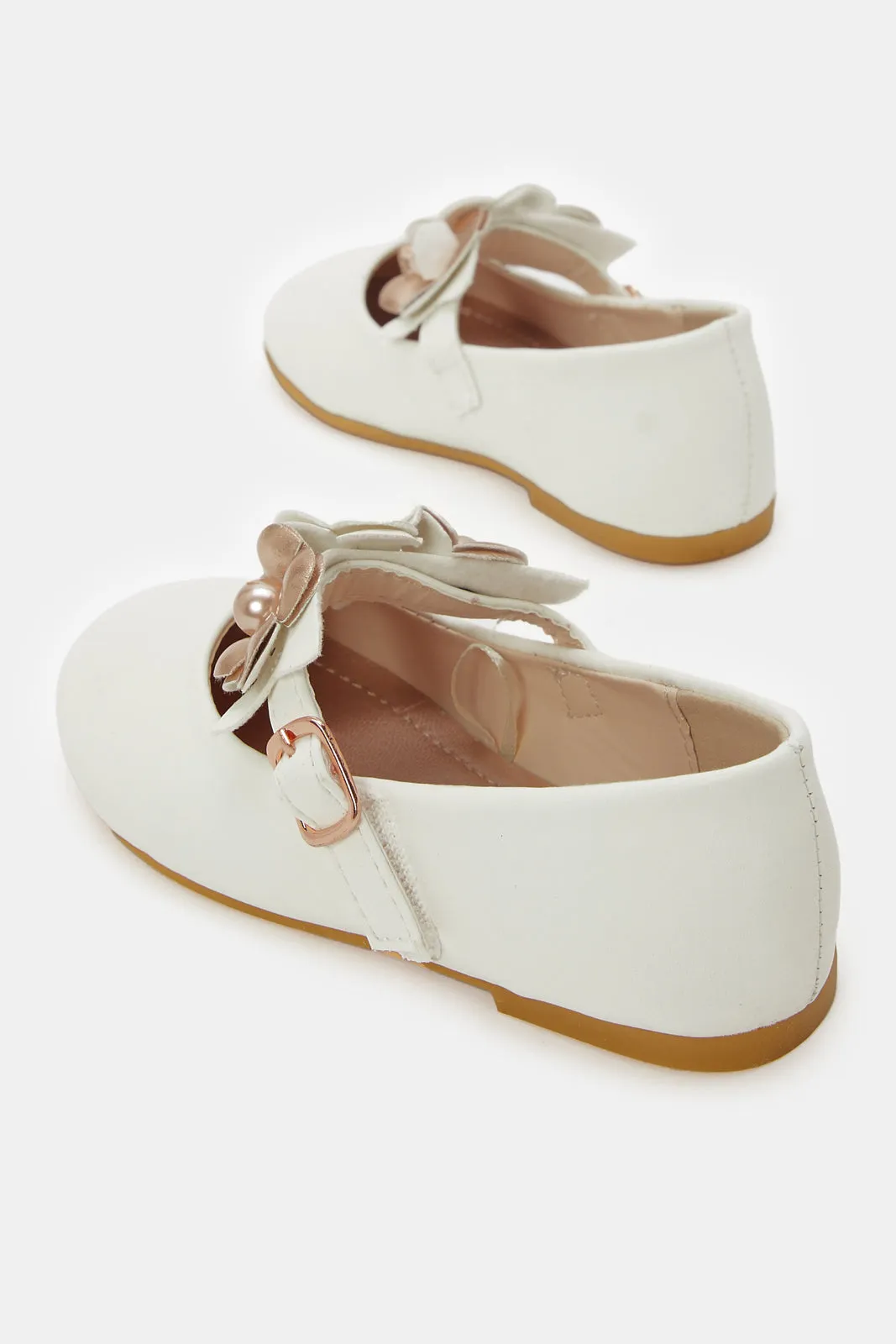 Girls White Floral Ballerina