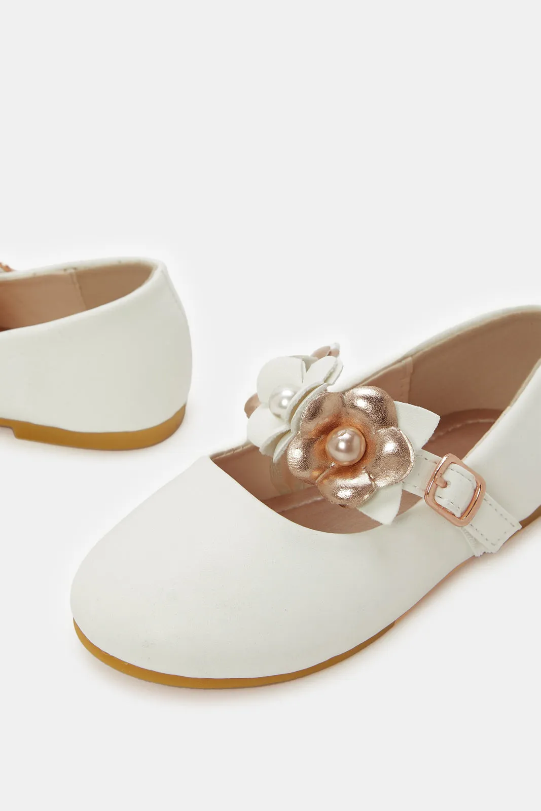 Girls White Floral Ballerina