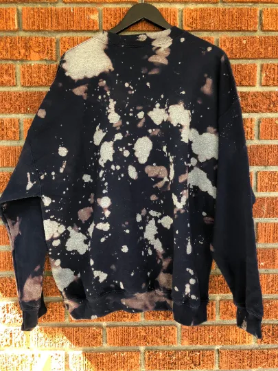 Handmade Seattle Seahawks Navy Bleached Crew Sweatshirt