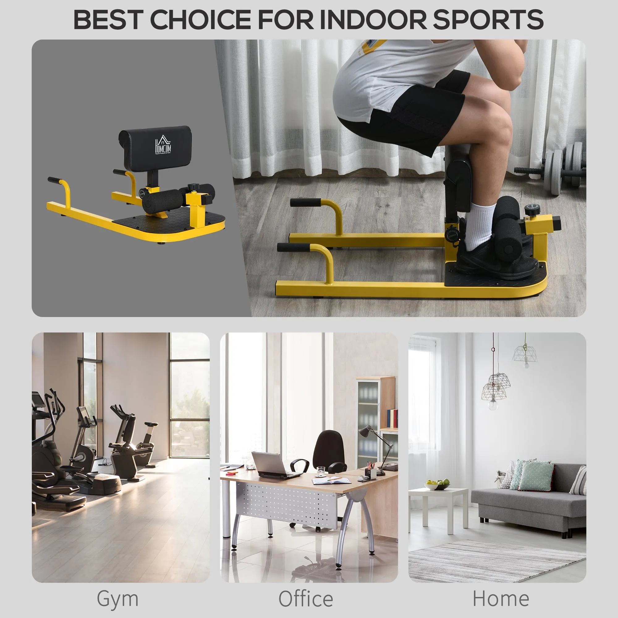 Homcom 3-in-1 Conditioning Compact Full Body Workout Ergonomic Sissy Squat Machine