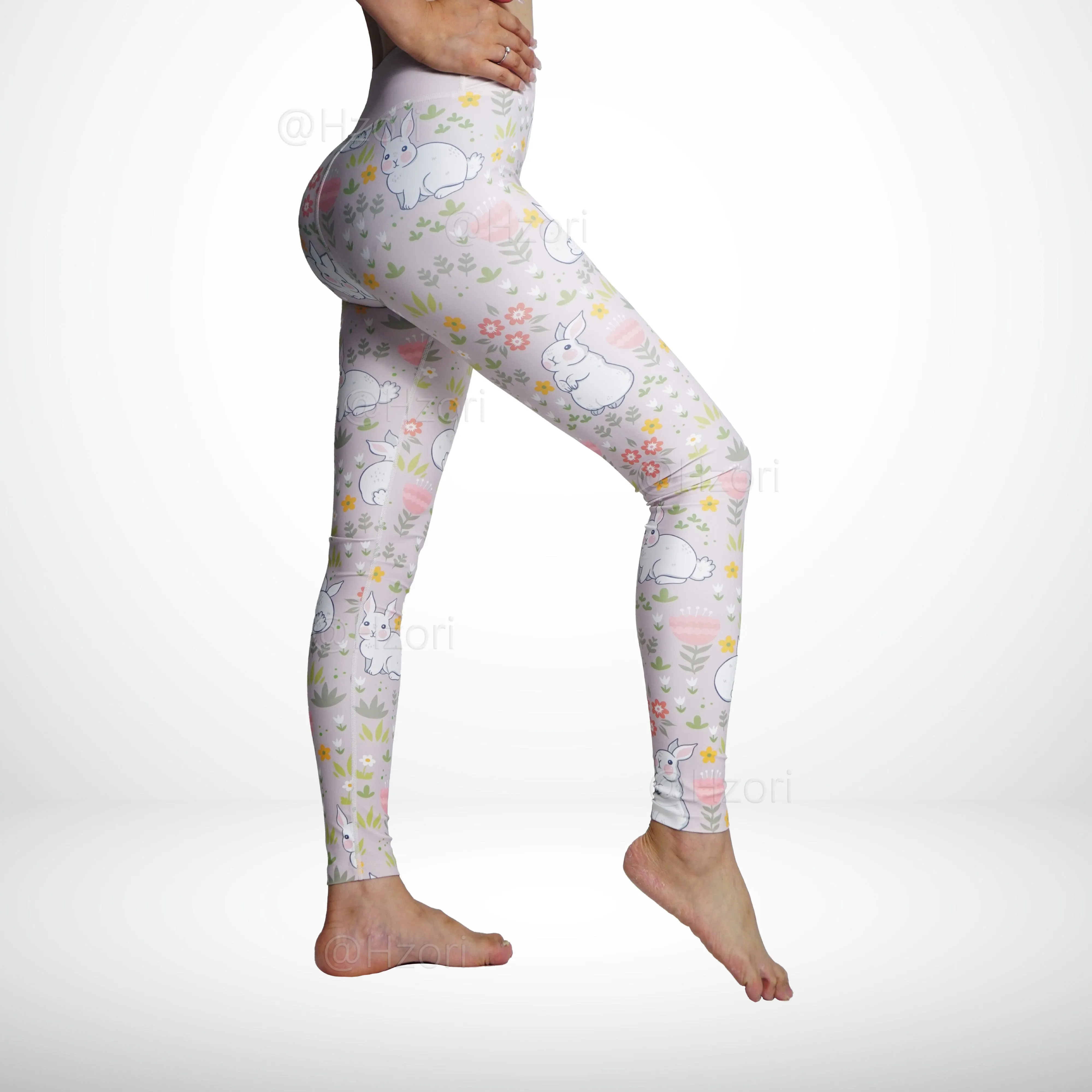 HZORI® |High Waist Printed Yoga Pants for Women, Tummy Control Running Sports Workout Yoga Leggings | Cute Rabit Element Style