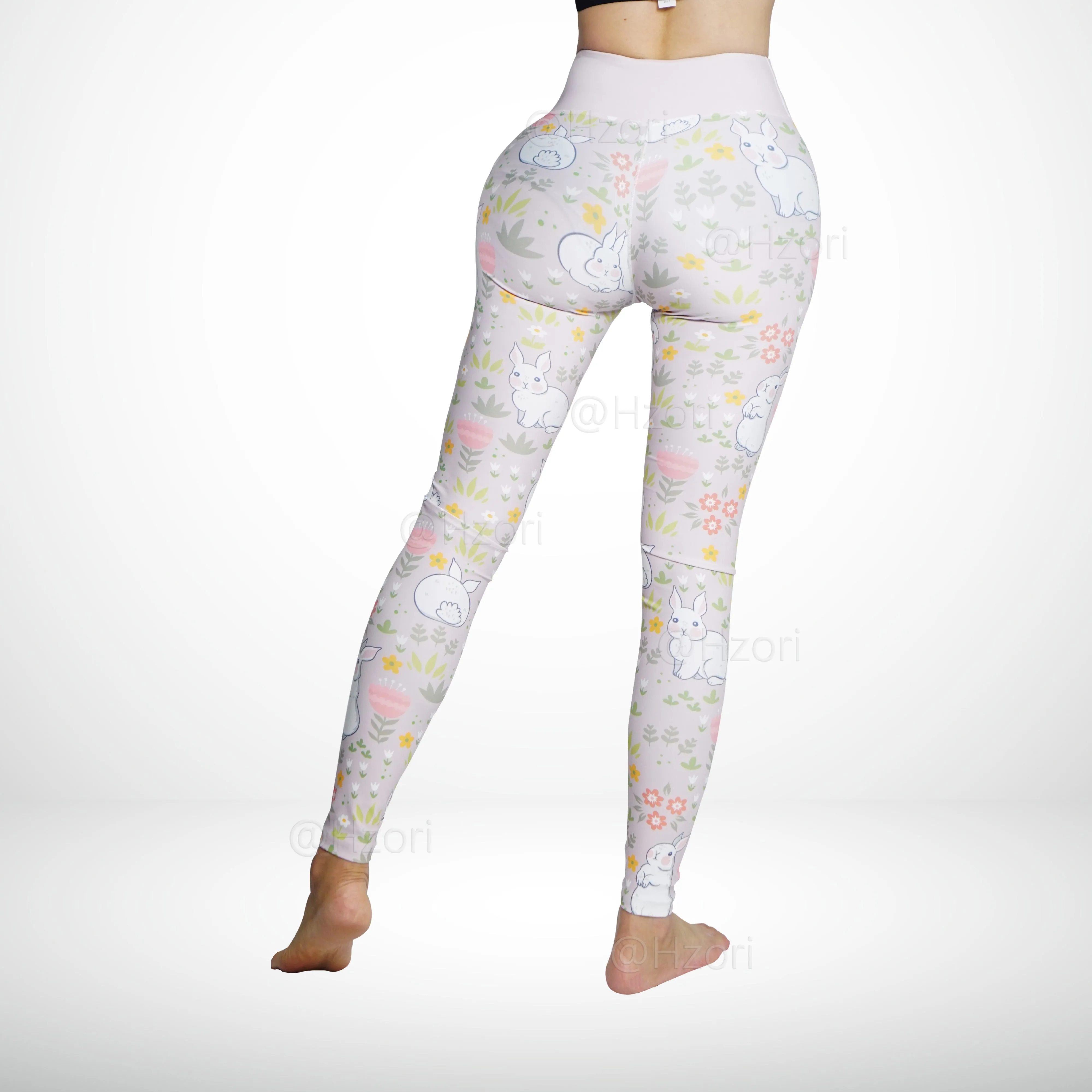 HZORI® |High Waist Printed Yoga Pants for Women, Tummy Control Running Sports Workout Yoga Leggings | Cute Rabit Element Style