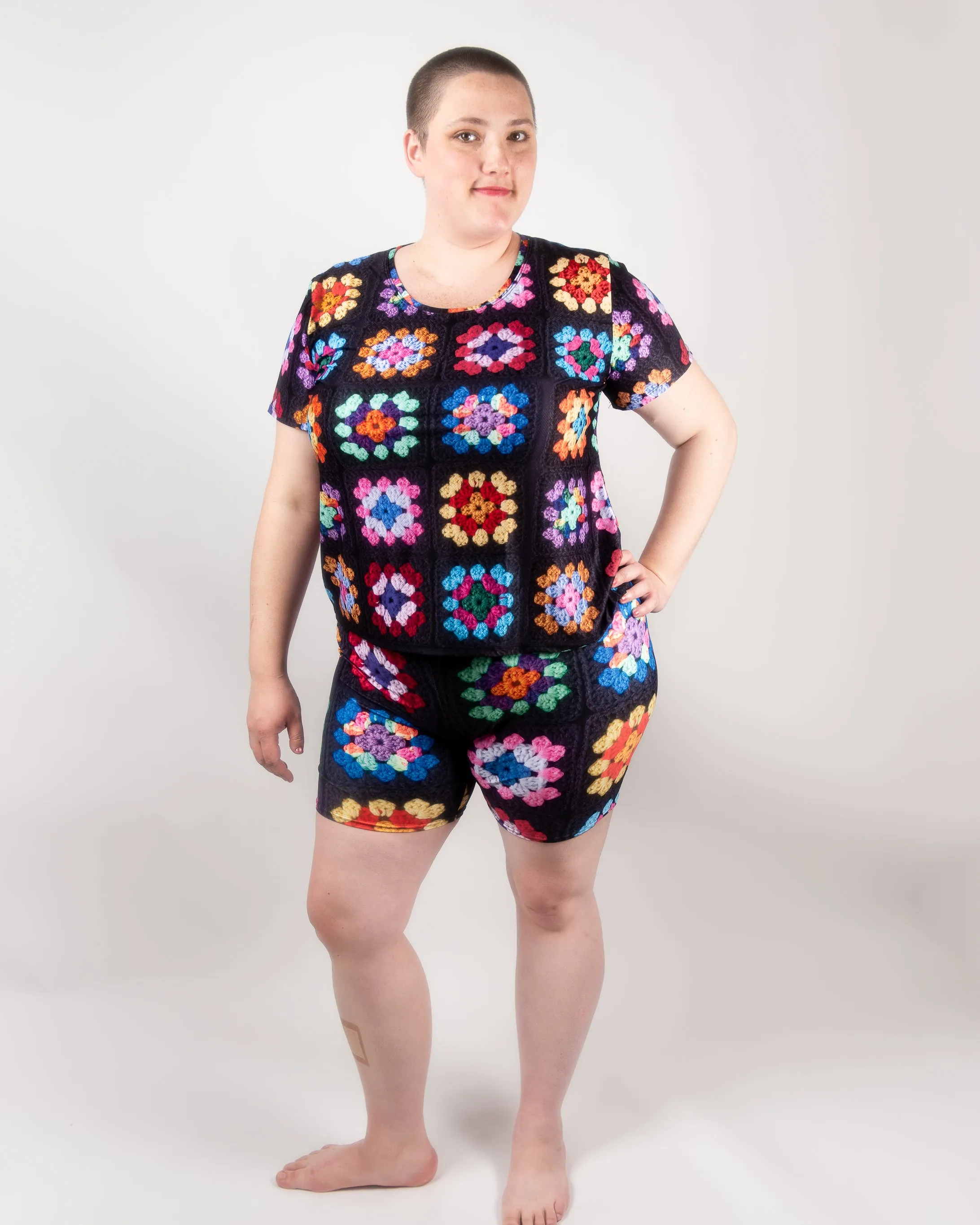 'Kaleidoscope' Classic Granny Square Bike Shorts