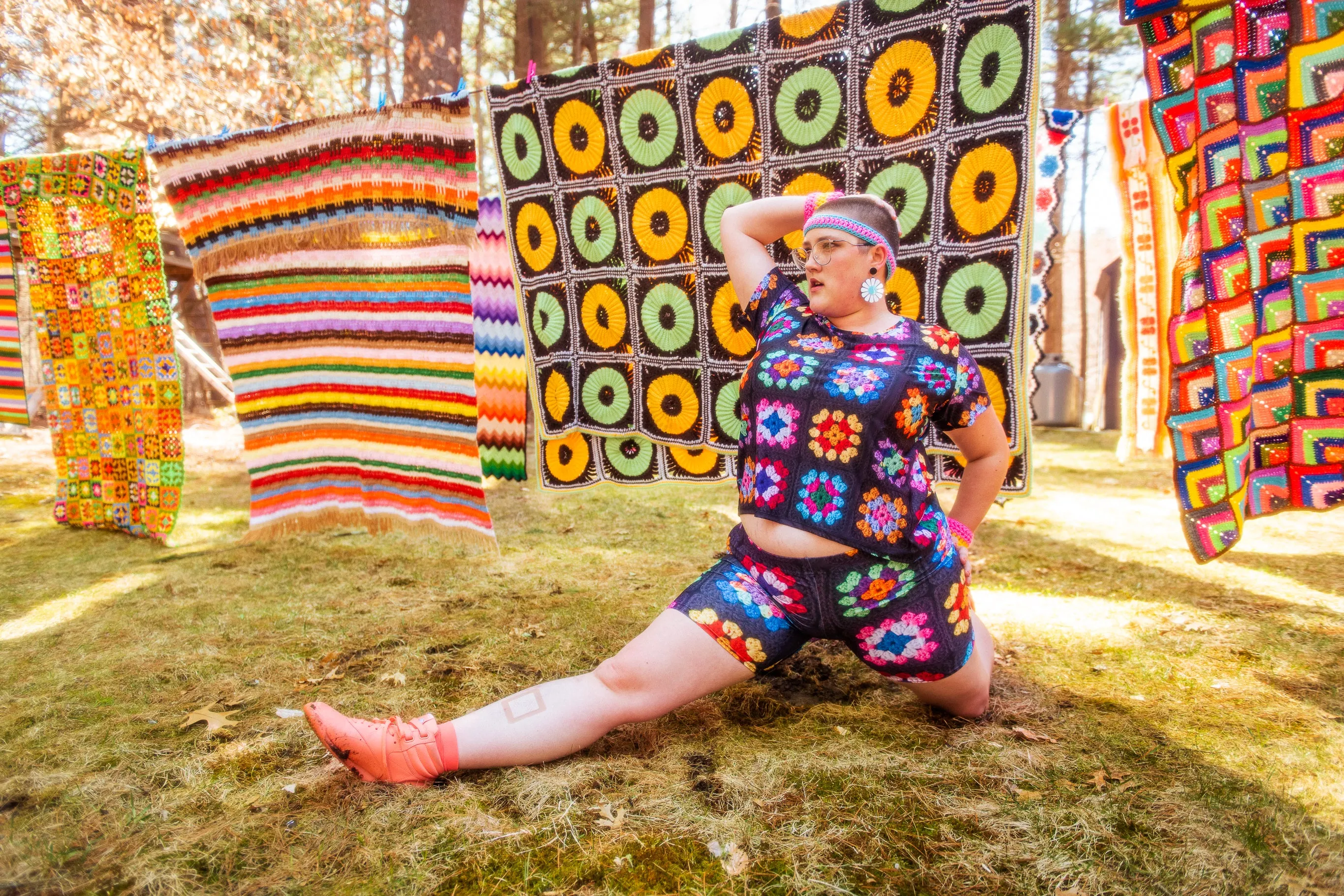 'Kaleidoscope' Classic Granny Square Bike Shorts