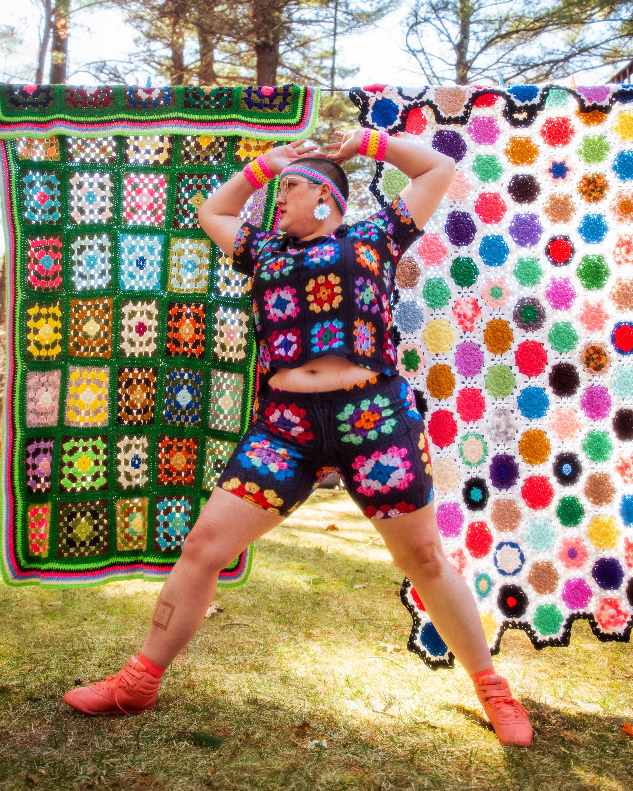 'Kaleidoscope' Classic Granny Square Bike Shorts
