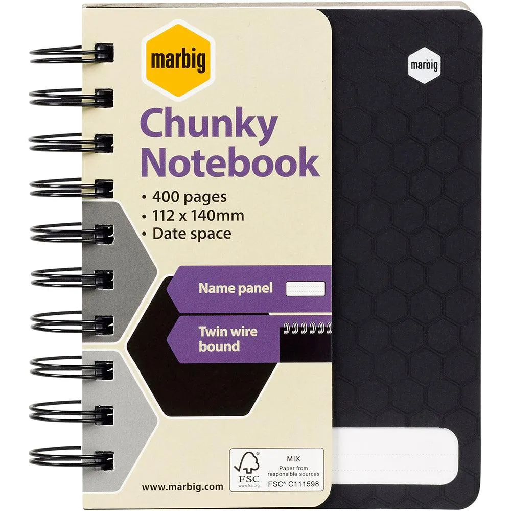 Marbig Chunky Notebook 400 Page 112x140mm Black