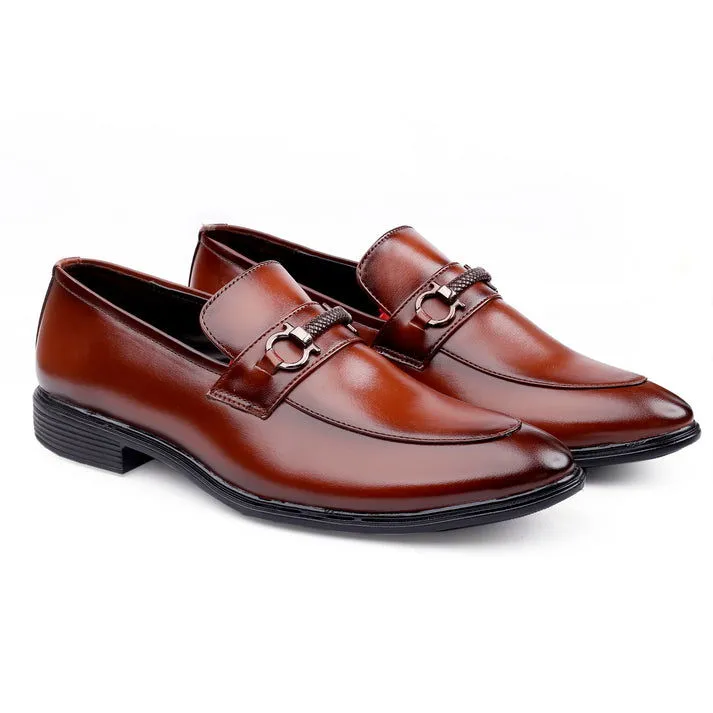 Men's Tan Formal Slip-on Synthetic Black Shoes