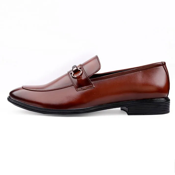 Men's Tan Formal Slip-on Synthetic Black Shoes