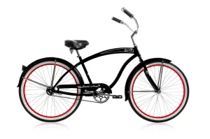 Micargi Rover Gx  Single Speed Beach Cruiser W/ Fenders Black / Red  -Live4Bikes