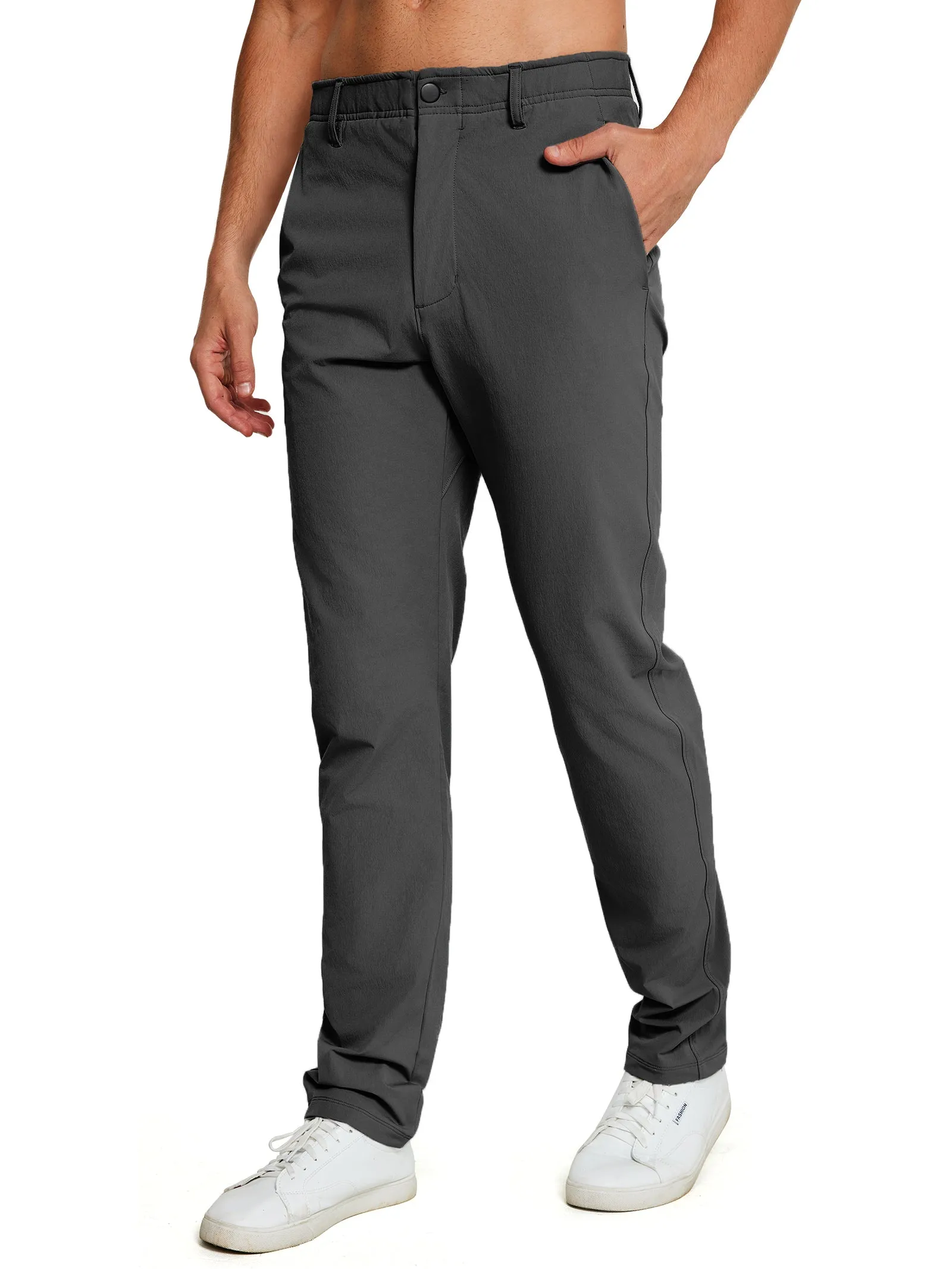 MOTEEPI Mens Golf Pants Work Dress Pants 30"/32" Stretch Quick Dry Antislip Band Casual Slacks with Pockets