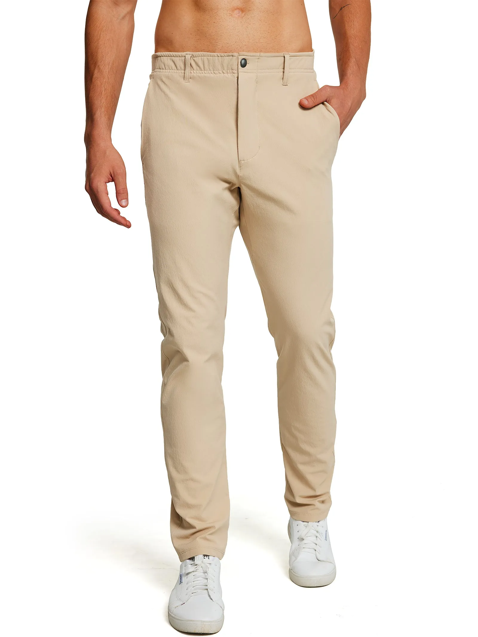 MOTEEPI Mens Golf Pants Work Dress Pants 30"/32" Stretch Quick Dry Antislip Band Casual Slacks with Pockets