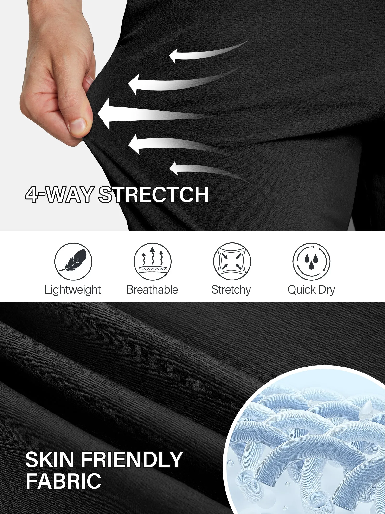 MOTEEPI Mens Golf Pants Work Dress Pants 30"/32" Stretch Quick Dry Antislip Band Casual Slacks with Pockets