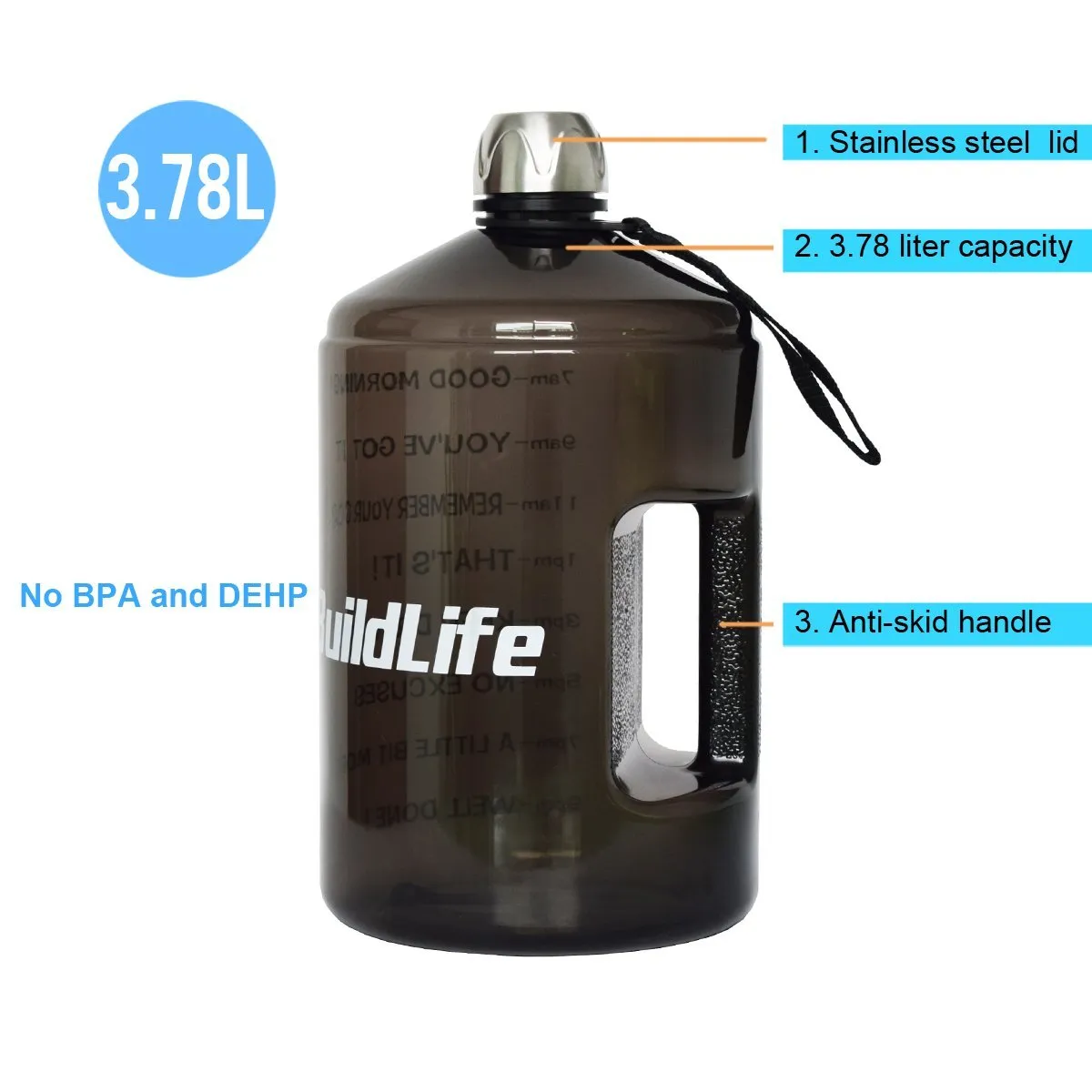 Motivational 1 Gallon Water Bottle