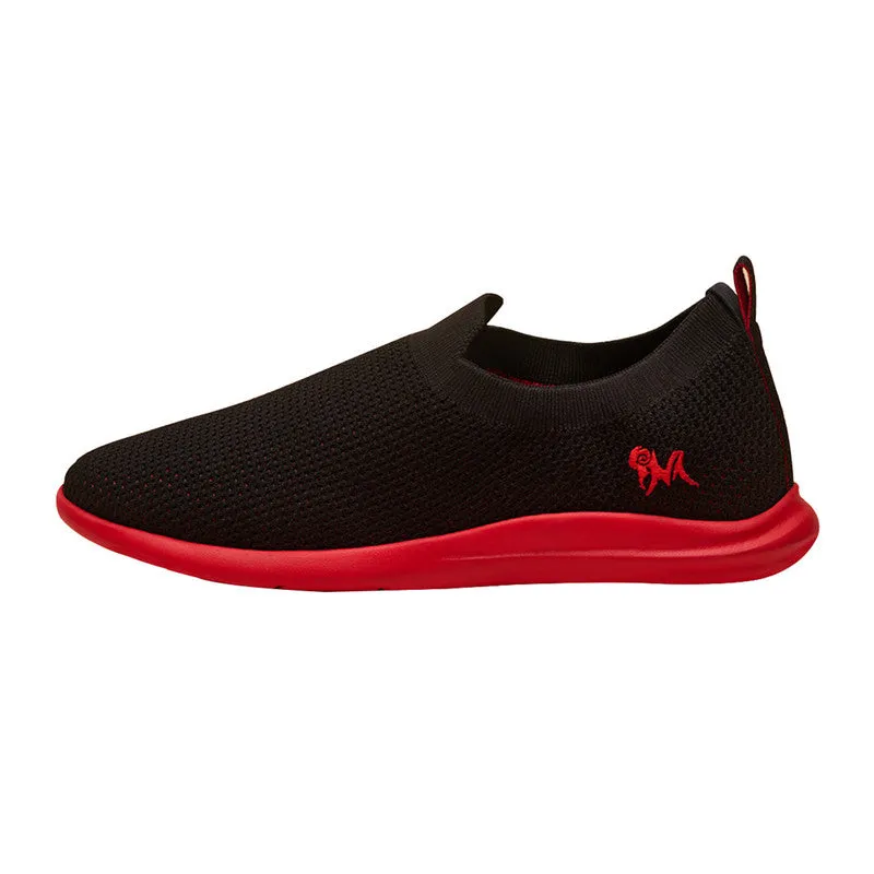 Neeman's Slip-On Casual Shoes for Men| Black & Red | Padded Insole