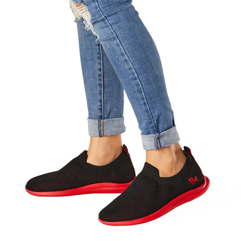 Neeman's Slip-On Casual Shoes for Men| Black & Red | Padded Insole