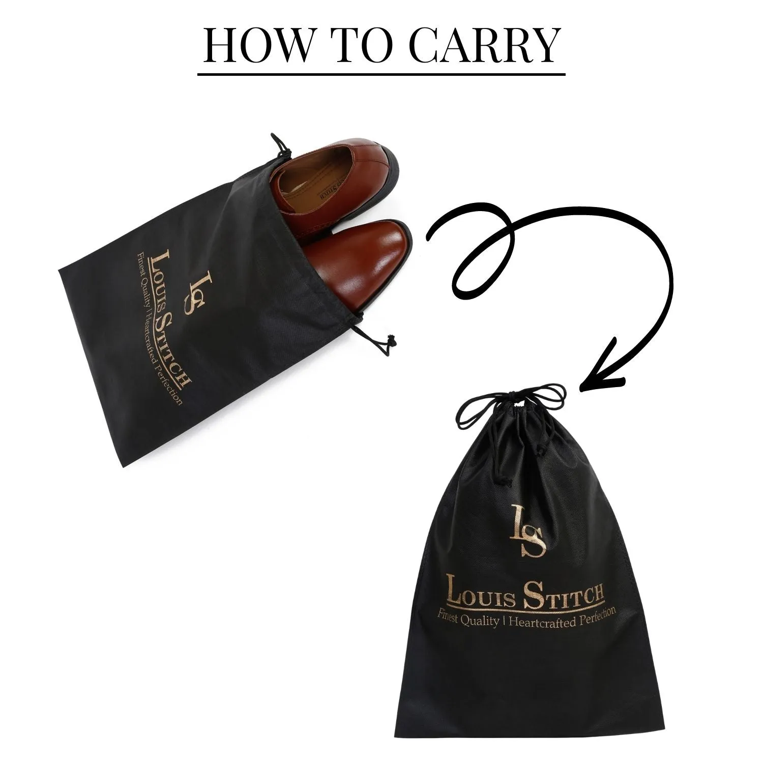 Non Woven Shoe Bag Pack Of  16 Black & Beige Plain