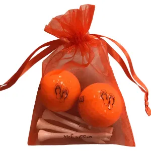 Orange Flip Flops 2 Golf Balls & 4 Tees Pack