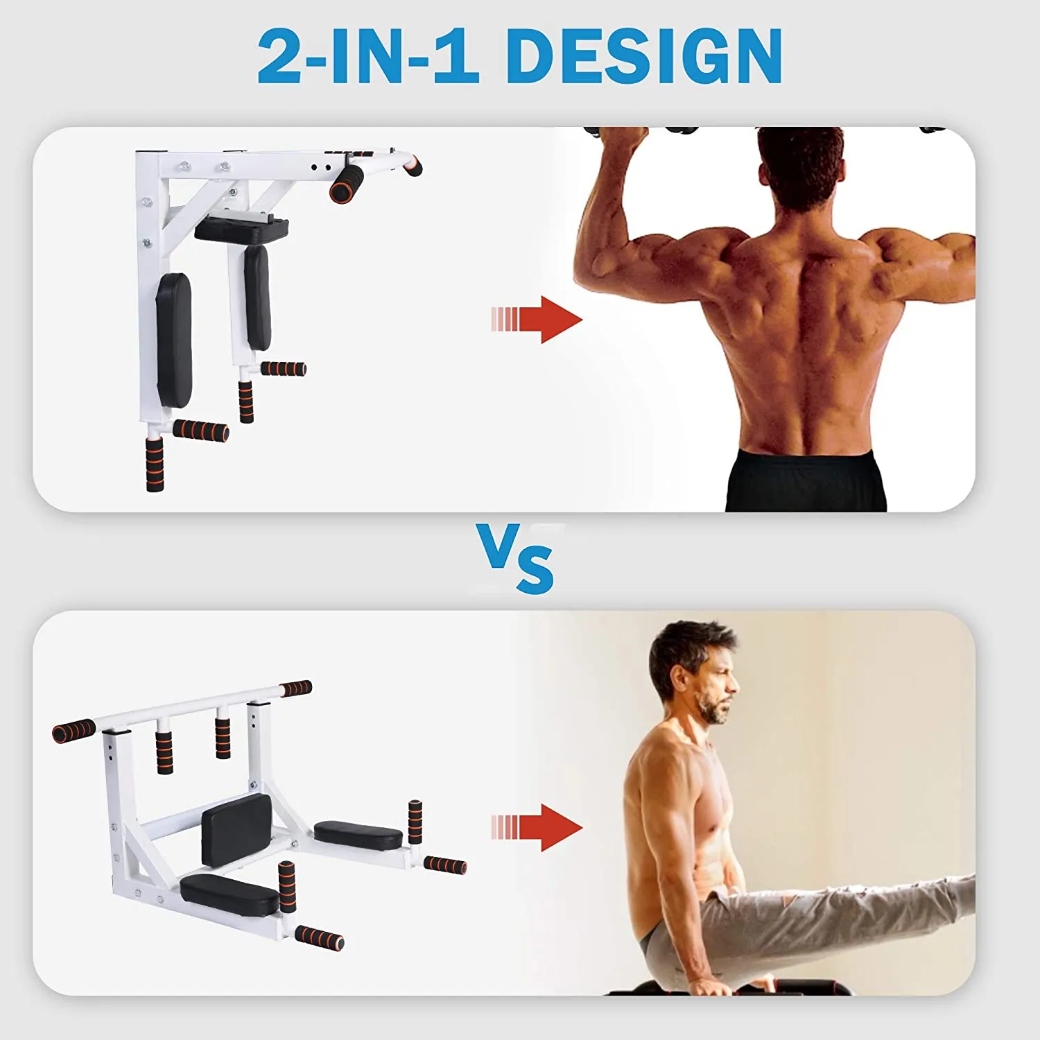 (Out of Stock) Versatile 2-in-1 Wall Mounted Pull Up Bar and Dip Station for Home Gym - Supports up to 330 Lbs
