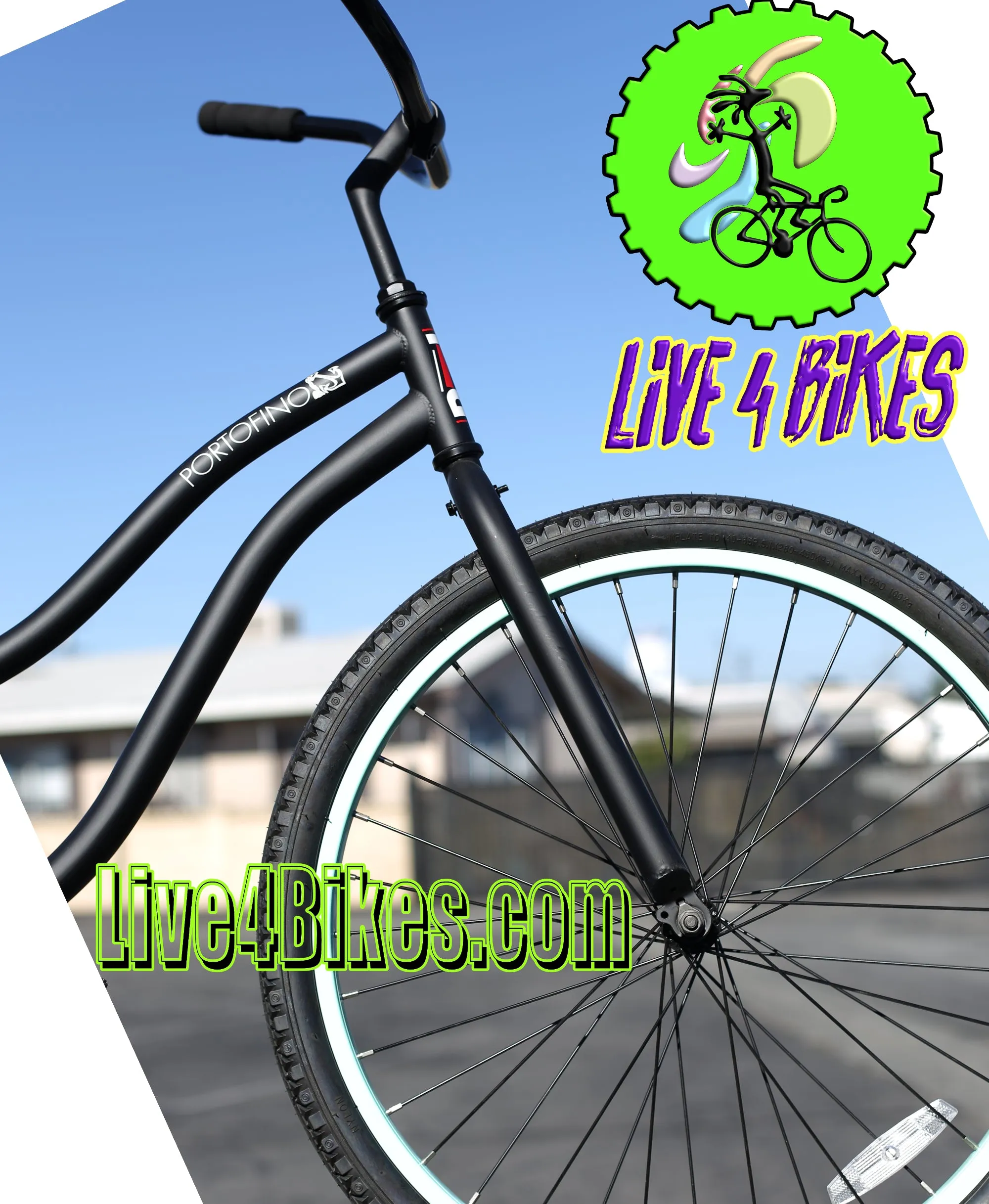 Portofino Womens Beach Cruiser 26 in Black/ Green  - Live4Bikes