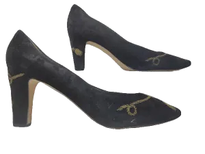 Shoes Black Suede Pumps Size 10-1/2  SKU 000131