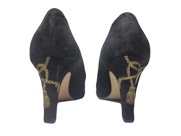 Shoes Black Suede Pumps Size 10-1/2  SKU 000131