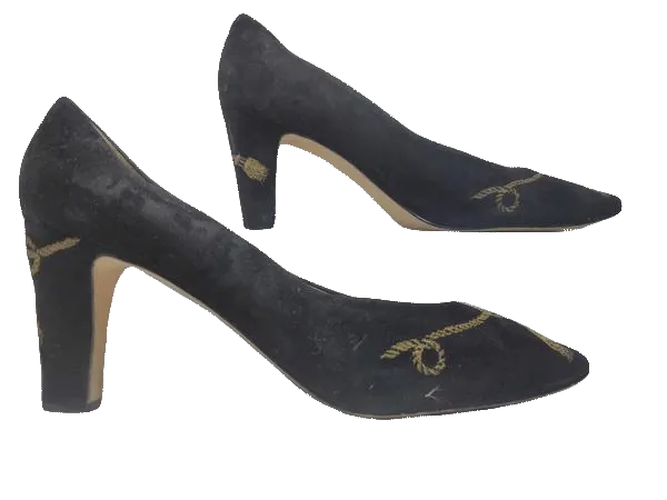 Shoes Black Suede Pumps Size 10-1/2  SKU 000131