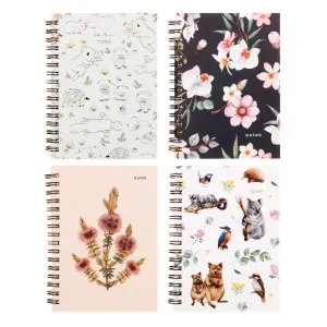 Spiral Card Cover Printed A6 Notebook - 120 Pages