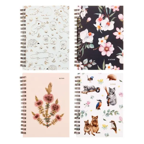 Spiral Card Cover Printed A6 Notebook - 120 Pages
