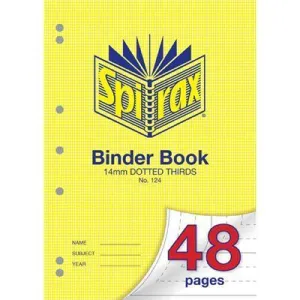 Spirax 124 Binder Book 14Mm Dotted Thirds 48 Page A4