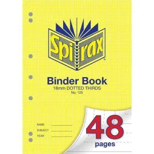 Spirax 125 Binder Book 18Mm Dotted Thirds 48 Page A4