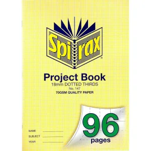 Spirax 147 Project Book 18mm Dotted Thirds 96 Page A4