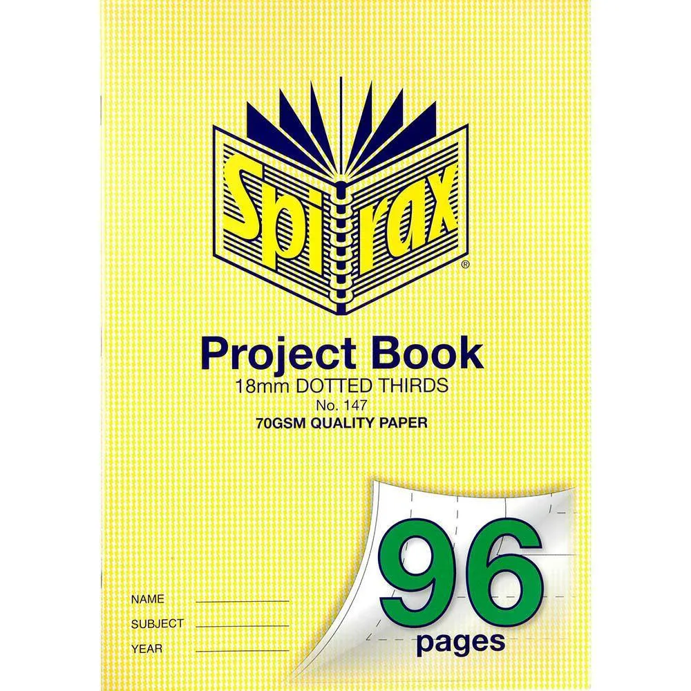 Spirax 147 Project Book 18mm Dotted Thirds 96 Page A4