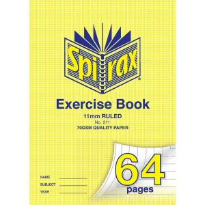 Spirax 211 Exercise Book Ruled 11Mm 70Gsm 64 Page A4