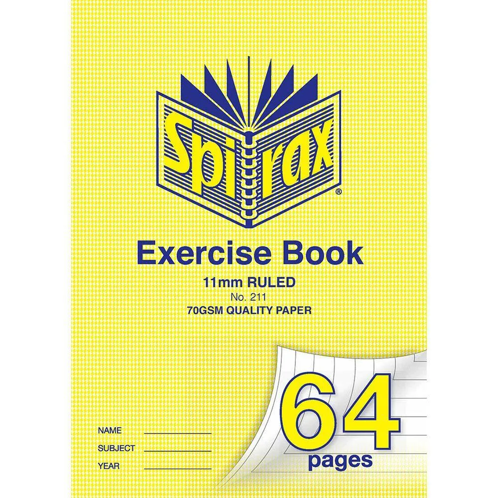 Spirax 211 Exercise Book Ruled 11Mm 70Gsm 64 Page A4