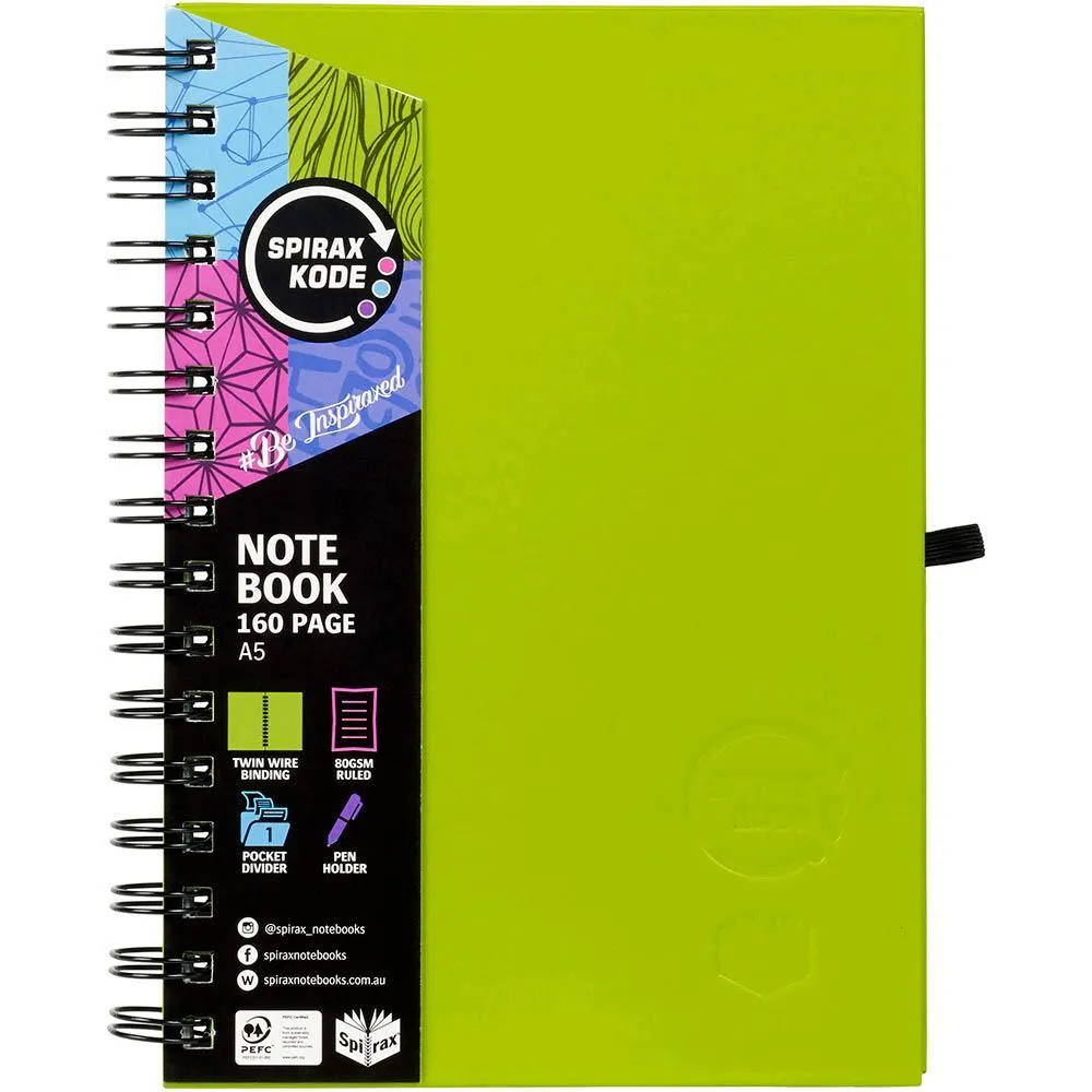 Spirax 511 Kode Hard Cover Notebook 160 Page A5 Assorted