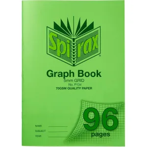 Spirax P134 Graph Book 5mm Grid 96 Page A4 Green