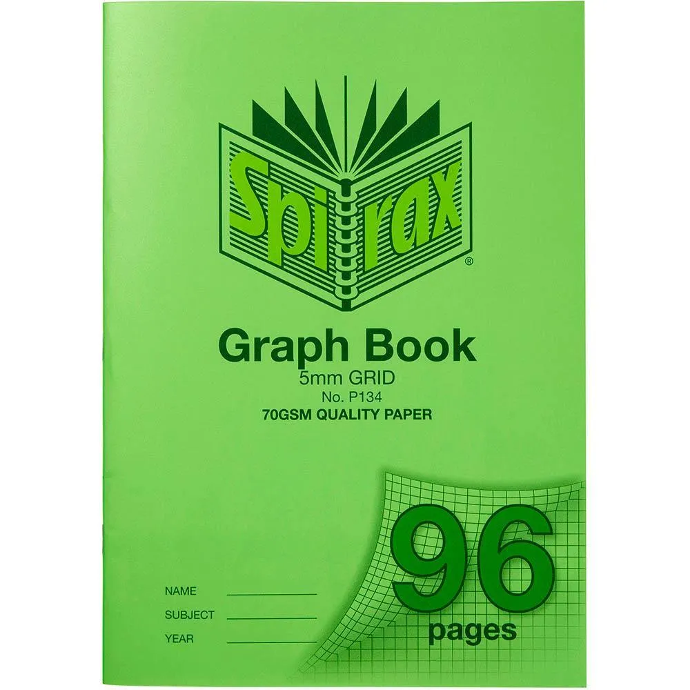 Spirax P134 Graph Book 5mm Grid 96 Page A4 Green