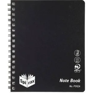 Spirax P592A Notepad Spiral Bound Side Open 240 Page 222 X 178Mm Black