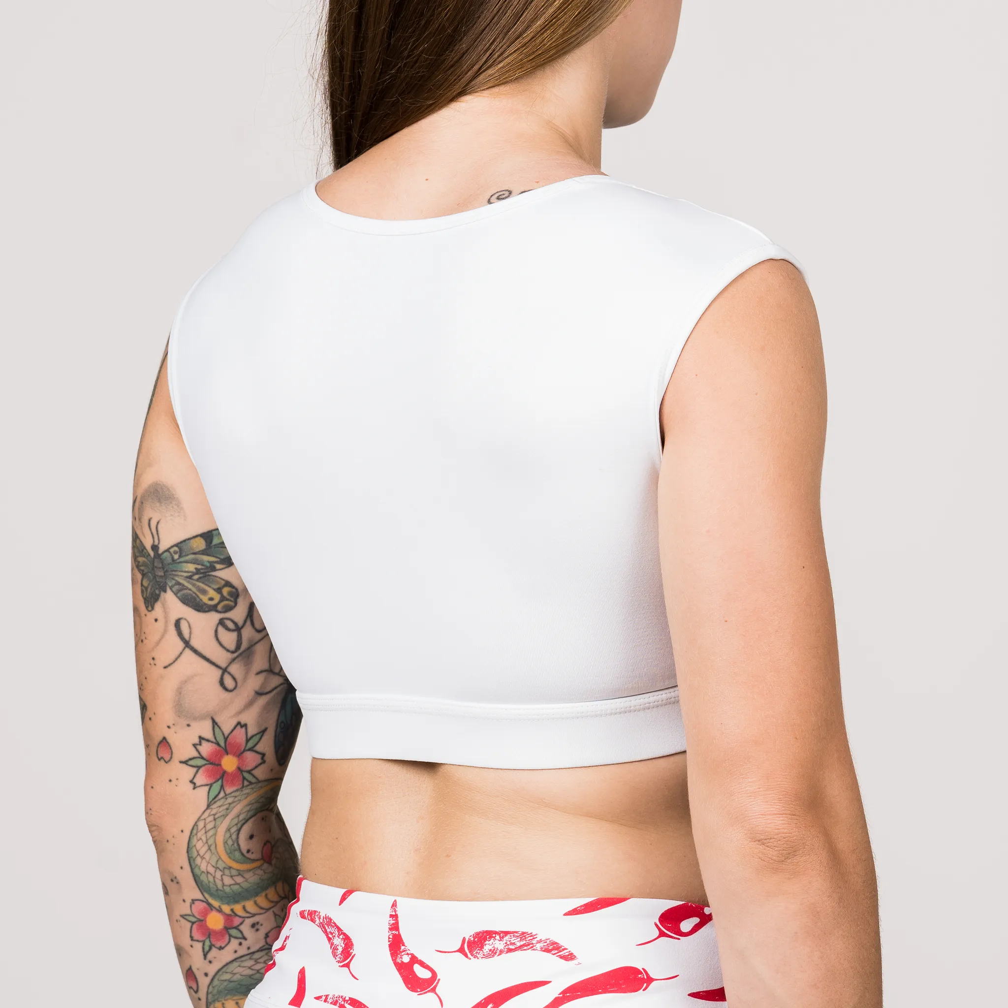 Sports Bra - Crop-Tee Sports Bra - White