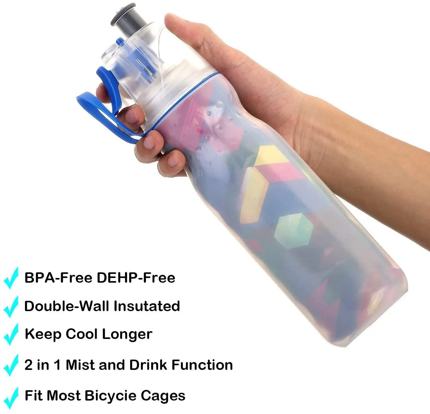 Spray Bottle Bounce Straw 32oz Sports Bottle Plastic Cup with Time Marker