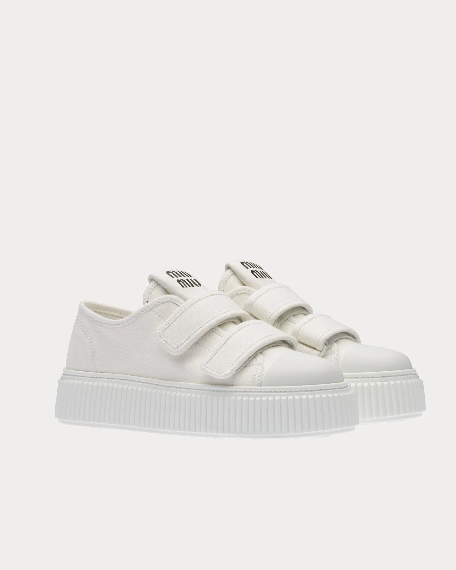 Strap Denim White Low Top Sneakers