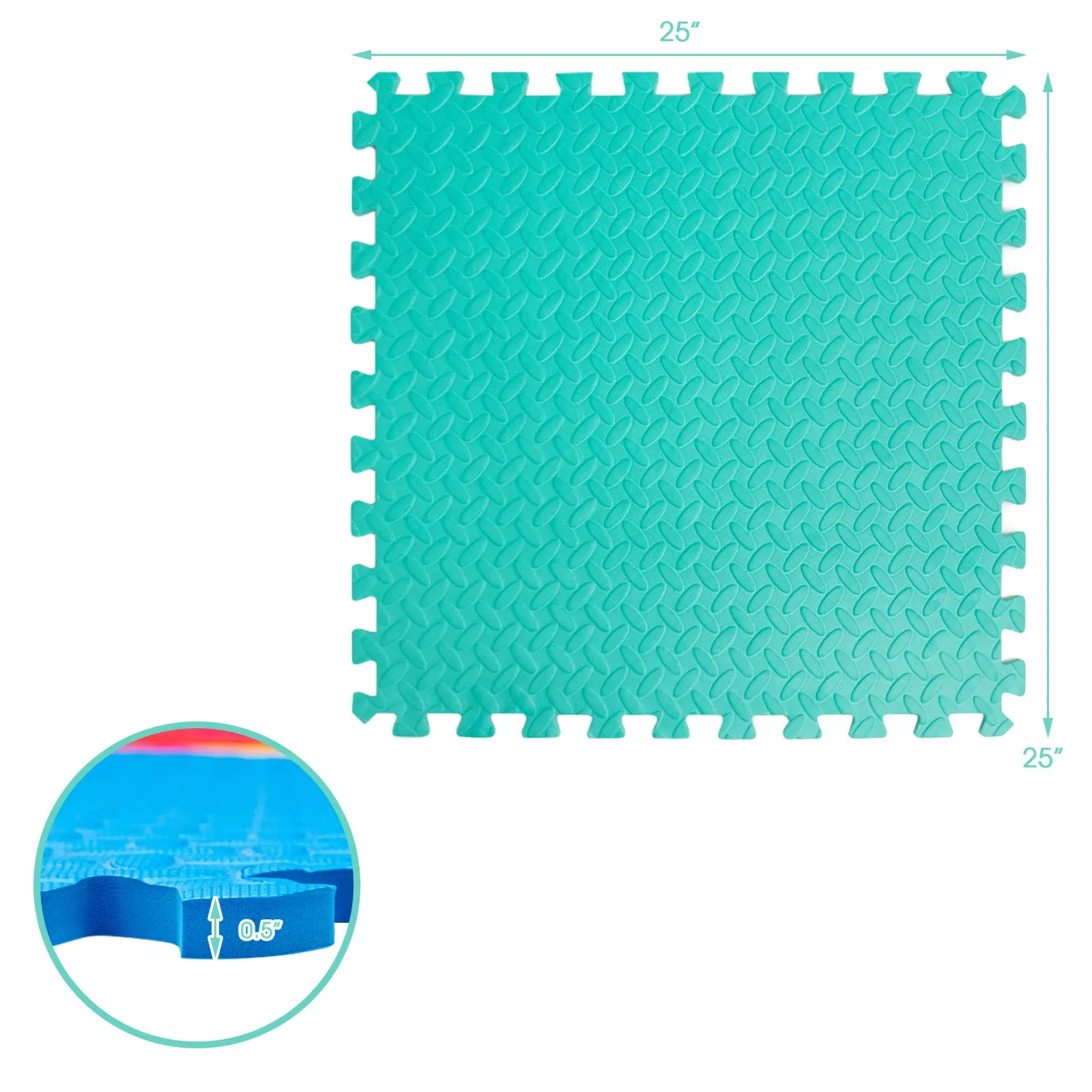 Tangkula 12 Tiles Exercise Flooring Mats with Border, Non-Slip EVA Foam Protective Mats
