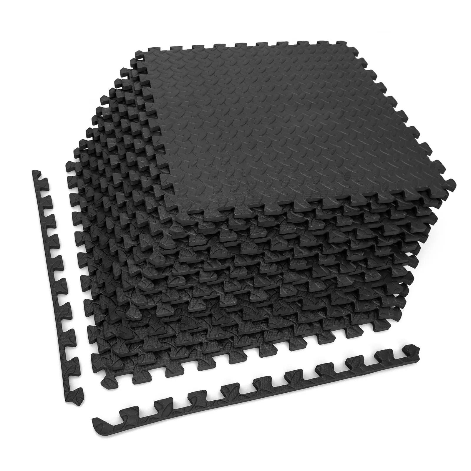 Tangkula 12 Tiles Exercise Flooring Mats with Border, Non-Slip EVA Foam Protective Mats