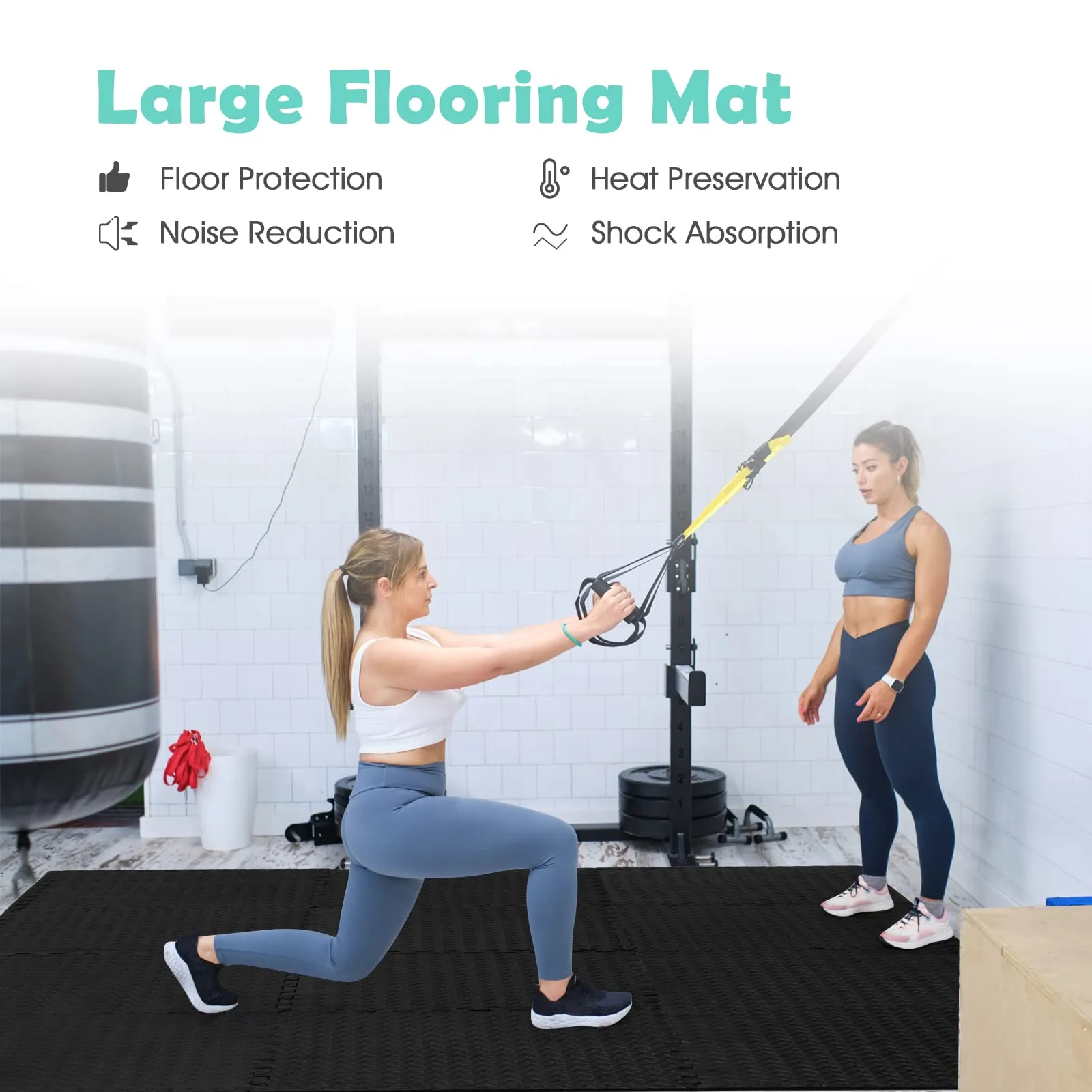 Tangkula 12 Tiles Exercise Flooring Mats with Border, Non-Slip EVA Foam Protective Mats