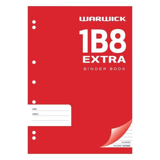 Warwick Exercise Book 1B8 64 Leaf A4 Punched Ruled 7mm