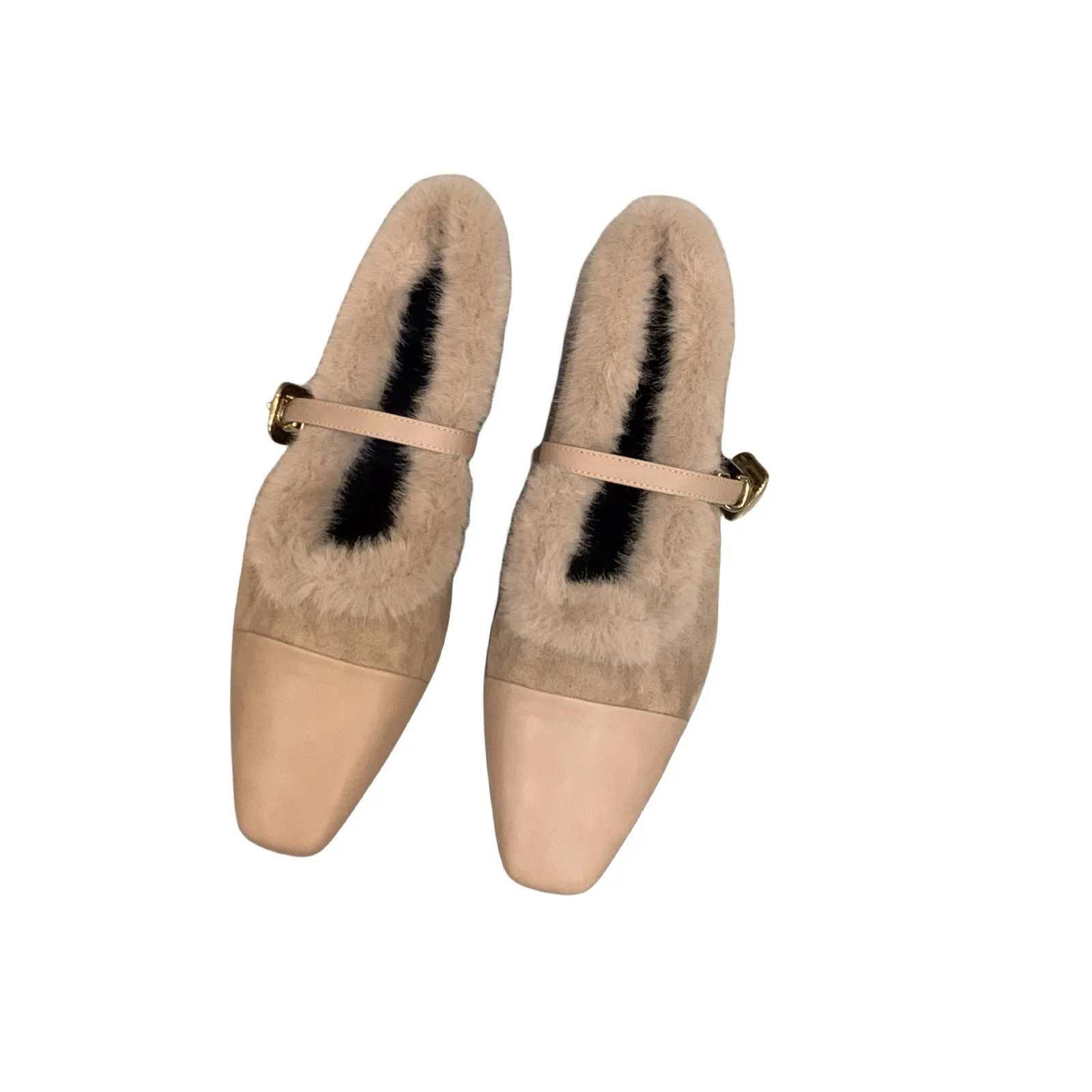 Wenkouban Christmas outfits winter outfits  Black Friday French Style Low Heel Fleece-lined Furry Shoes Mary Jane Single Shoes Women's Shoes 2024 Autumn and Winter