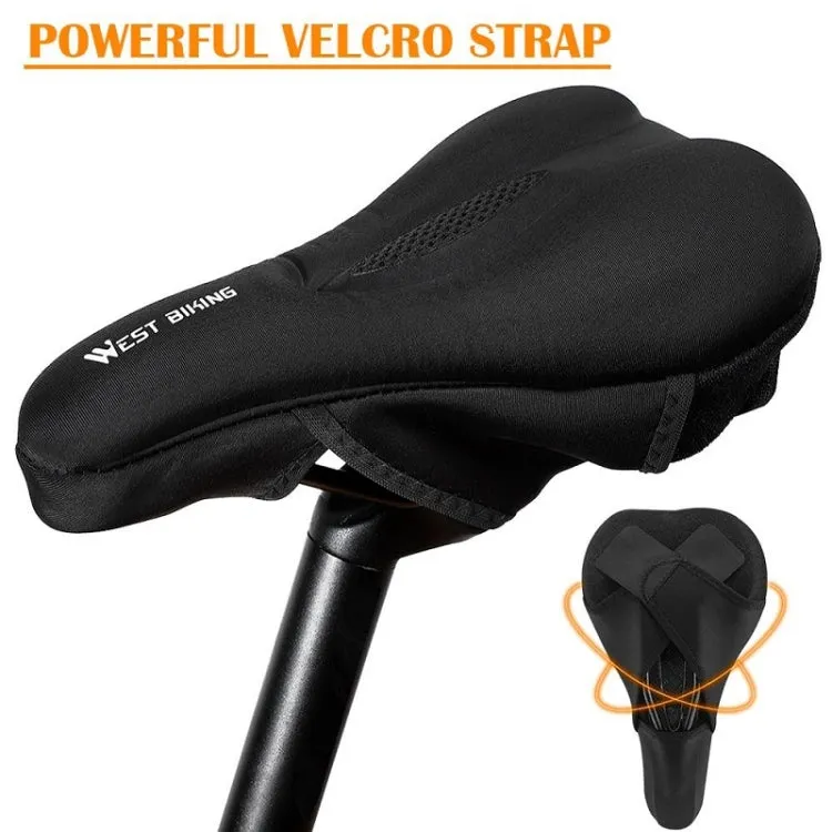 WEST BIKING Bike Cushion Cover Thick Silicone Quick Release Seat Cushion(Black)