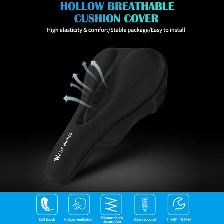 WEST BIKING Bike Cushion Cover Thick Silicone Quick Release Seat Cushion(Black)