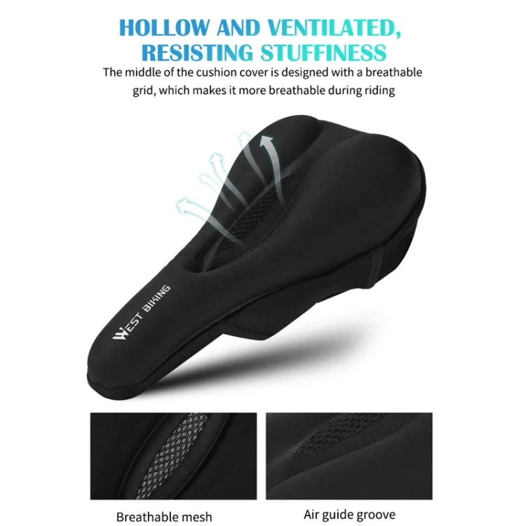 WEST BIKING Bike Cushion Cover Thick Silicone Quick Release Seat Cushion(Black)
