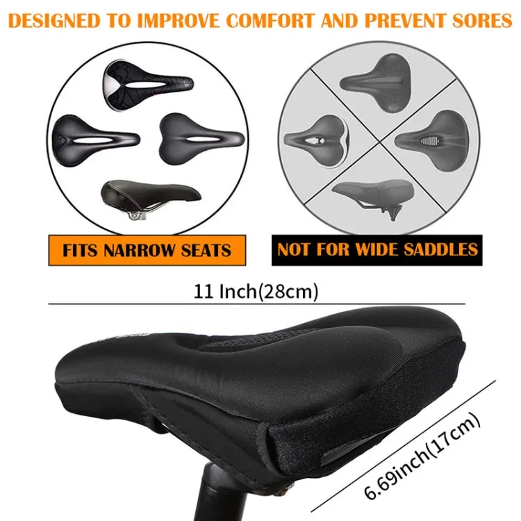 WEST BIKING Bike Cushion Cover Thick Silicone Quick Release Seat Cushion(Black)